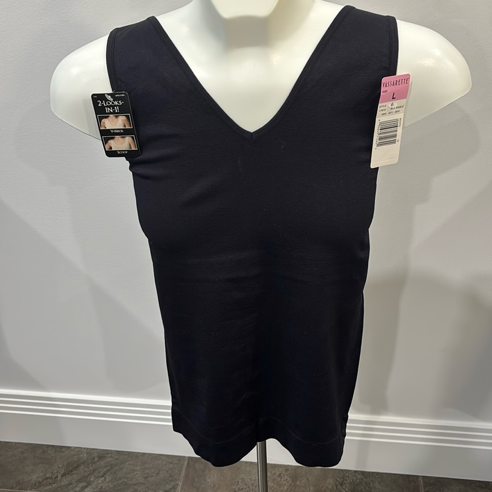 New with tags scoop or v neck stretch knit slimming sleeveless top